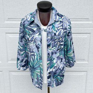 Alfred Dunner Floral 2 Piece Floral Button‎ Down With Tank Size 18 - NEW